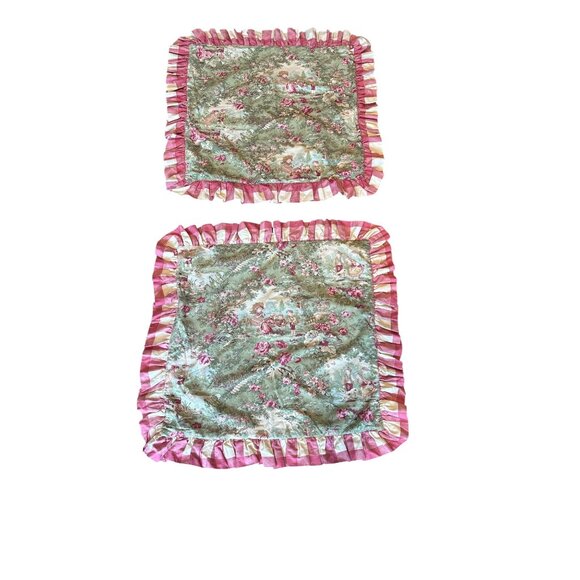 2 vintage Captured In Time by RobynPandolph  Floral Square Ruffled Pillowcases - Picture 1 of 10